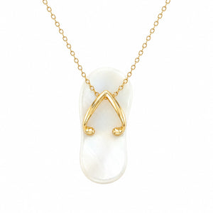 Gold flip-flop pendant on a white background