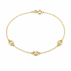 Gold bracelet on a white background
