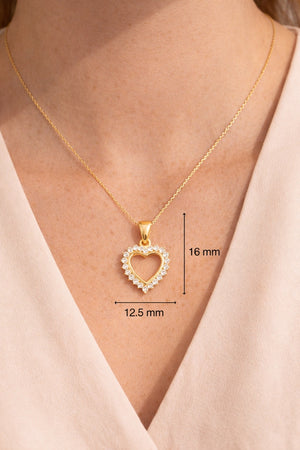14K Yellow Gold Heart Pendant with Cubic Zirconia Accent
