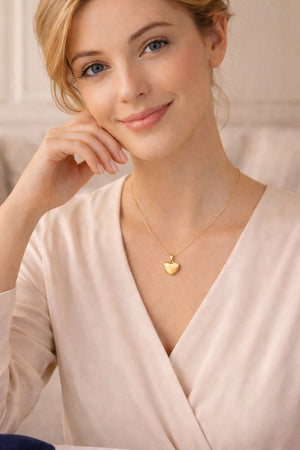 14K Yellow Gold Heart Pendant Classic Elegance