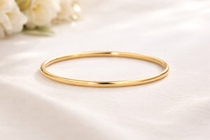 14K Solid Yellow Gold Slim Hinged Bangle