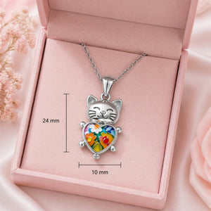 Murano Millefiori Glass Cat Pendant Necklace
