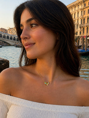 Murano Glass Butterfly Necklace in Gold-Plated Silver