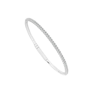 14K white gold and titanium bangle bracelet with sparkling diamond accents and a sleek, elegant design.