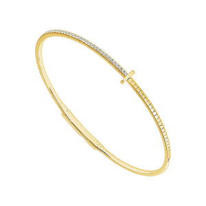 14K yellow gold and titanium bangle bracelet with sparkling diamond accents and a sleek, modern design.