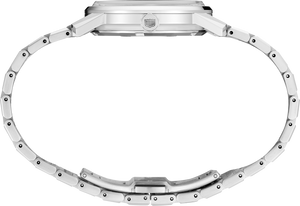 King Seiko SJE091 black dial stainless steel crown side shot