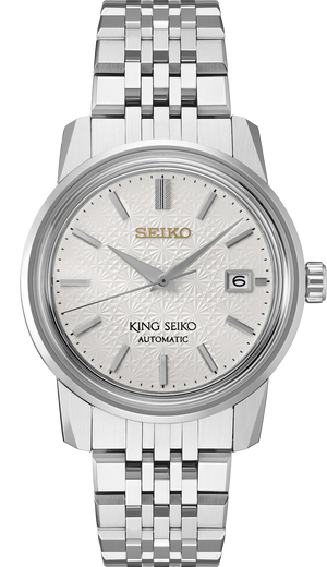 SJE095 White dial stainless steel King Seiko front solder shot