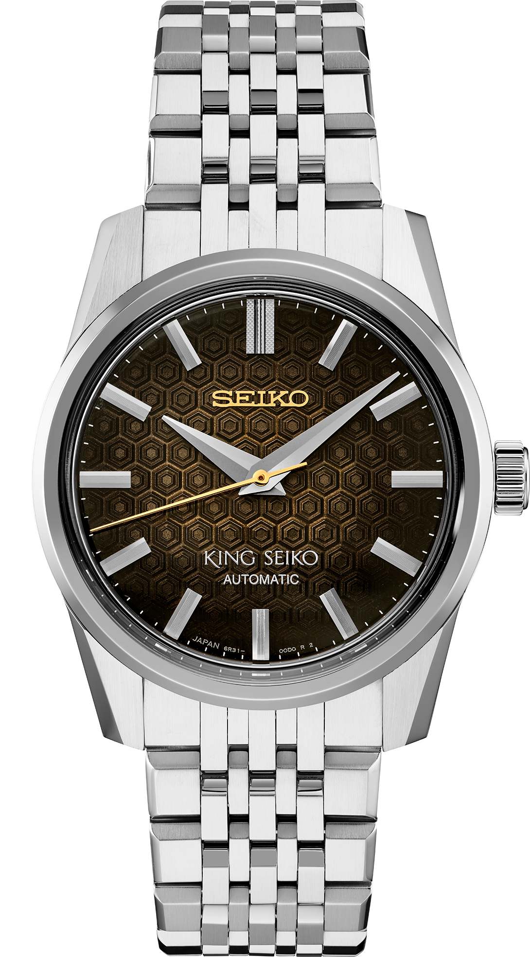 SPB365 Brown Patterned dial stainless steel King Seiko front solder shot