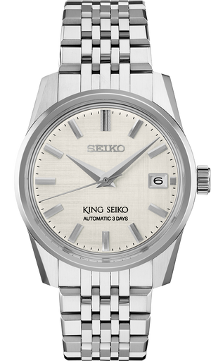 SPB369 King Seiko Blush/Cream dial stainless steel front solder shot