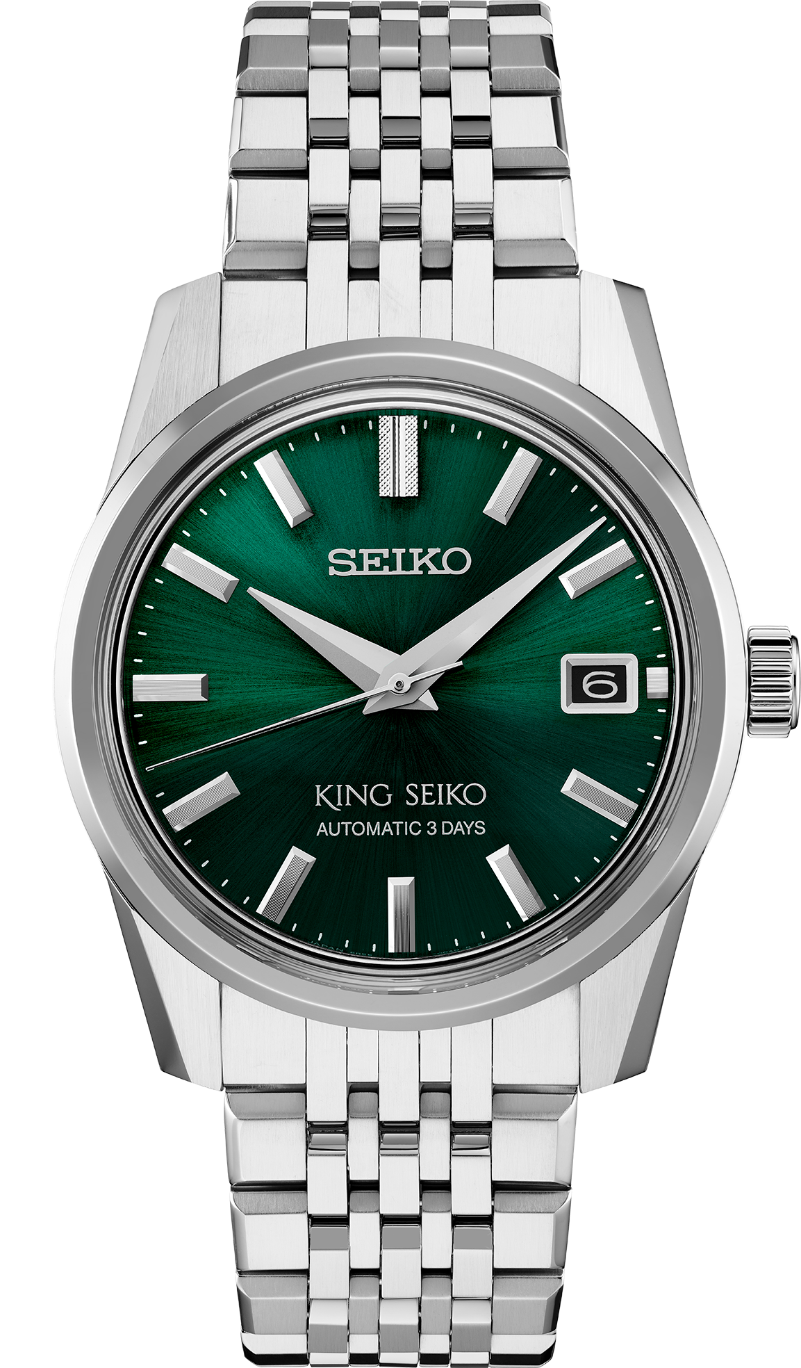 SPB373 Green dial stainless steel King Seiko front solder shot