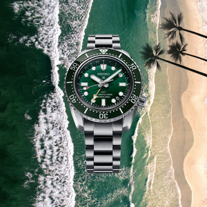 Spb381 Seiko Gmt Green dial front beauty shot