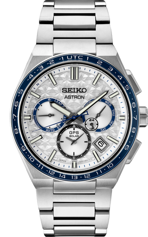 Seiko Astron Solar GPS Limited Edition White dial with Titanium case and band front view