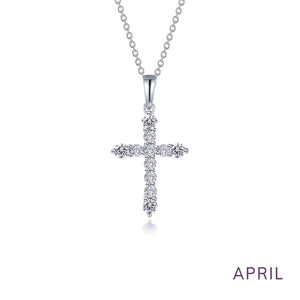 January Birthstone Cross Necklace