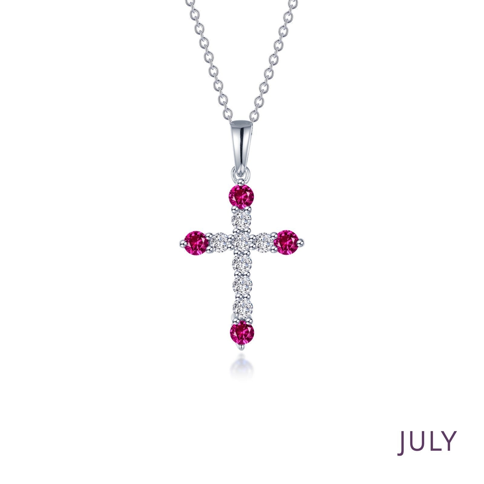 July Birthstone Cross Necklace