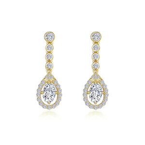 Oval Halo Drop Earrings