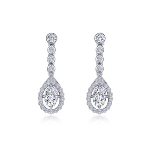 Oval Halo Drop Earrings