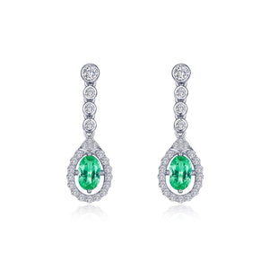 Oval Halo Drop Earrings