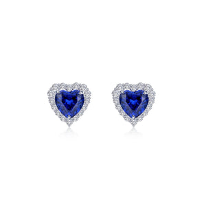 Fancy Lab-Grown Sapphire Halo Heart Earrings