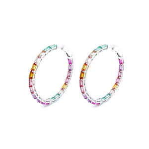 45 mm Fancy Lab-Grown Sapphire Hoop Earrings