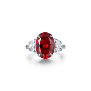7 CTW Fancy Lab-Grown Ruby Three-Stone Ring