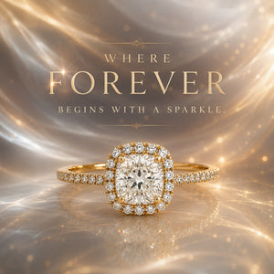 14K Yellow Gold Halo Lab-Grown Diamond Engagement Ring