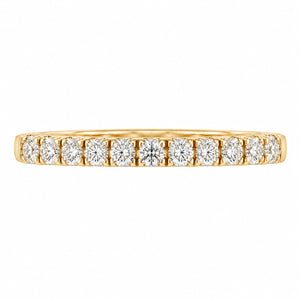 Elegant 14K yellow gold wedding band with 11 round lab-grown diamonds totaling 0.98 CT.