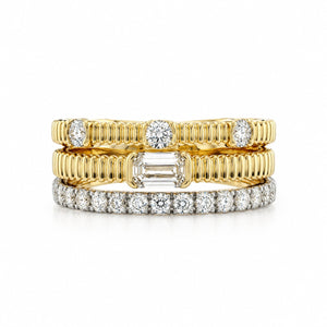 14K Two-Tone Gold, Titanium & Diamond Multi-Row Ring
