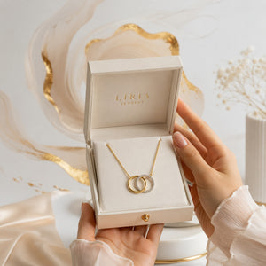 14K Two-Tone Gold Interlocking Circles Diamond Necklace