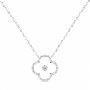 Silver necklace with a heart-shaped pendant on a white background