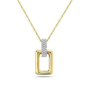 Gold and silver pendant necklace on a white background