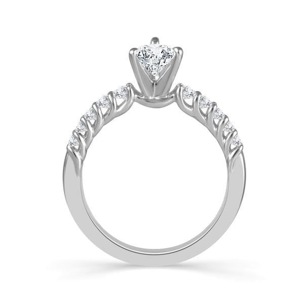 Diamond Engagement Ring 0.40 ct Center-pear Side-rd 14k White Gold