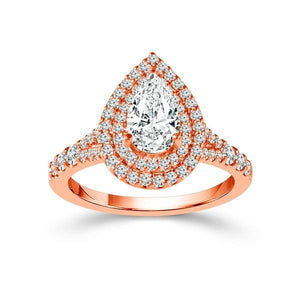 Diamond Engagement Ring 0.63 ct Center-pear Side-rd 14k Rose Gold