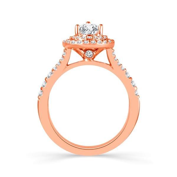 Diamond Engagement Ring 0.63 ct Center-pear Side-rd 14k Rose Gold