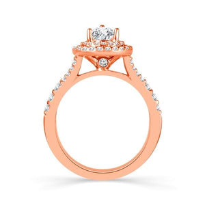 Diamond Engagement Ring 0.63 ct Center-pear Side-rd 14k Rose Gold