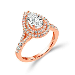Diamond Engagement Ring 0.63 ct Center-pear Side-rd 14k Rose Gold