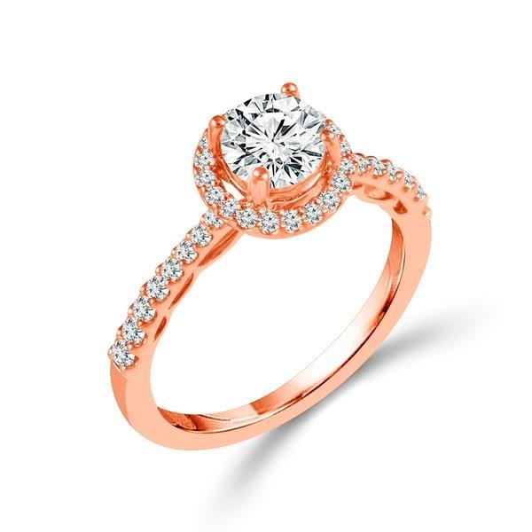 Diamond Engagement Ring 0.33 ct Round 14k Rose Gold