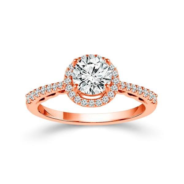 Diamond Engagement Ring 0.33 ct Round 14k Rose Gold