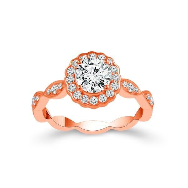 Diamond Engagement Ring 0.25 ct Round 14k Rose Gold