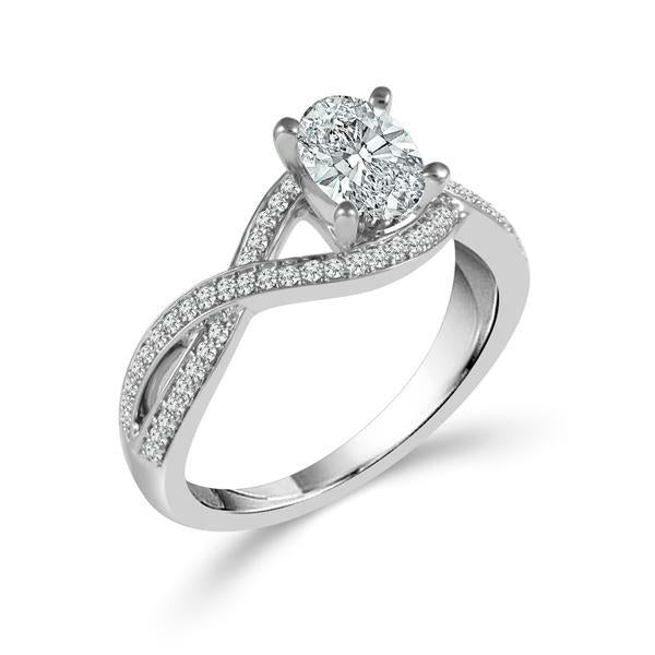 Diamond Engagement Ring 0.20 ct Center-oval Side-rd 14k Rose Gold