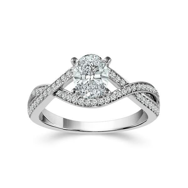 Diamond Engagement Ring 0.20 ct Center-oval Side-rd 14k Rose Gold