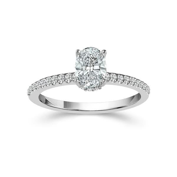 Diamond Engagement Ring 0.20 ct Center-oval Side-rd 14k Rose Gold