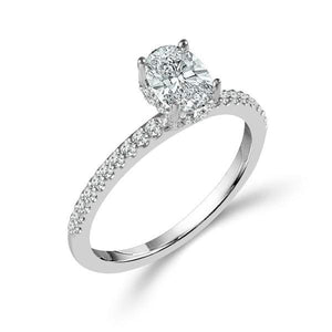 Diamond Engagement Ring 0.20 ct Center-oval Side-rd 14k Rose Gold