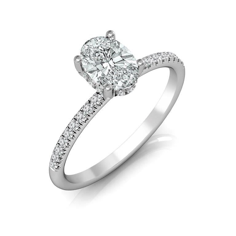 Diamond Engagement Ring 0.25 ct tw Center Oval 14k White Gold