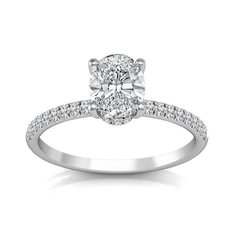 Diamond Engagement Ring 0.25 ct tw Center Oval 14k White Gold