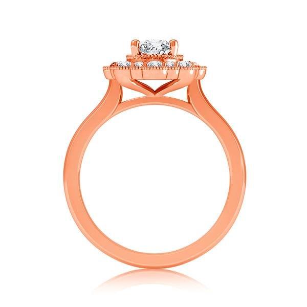Diamond Engagement Ring 0.25 ct Center-oval Side-rd 14k Rose Gold
