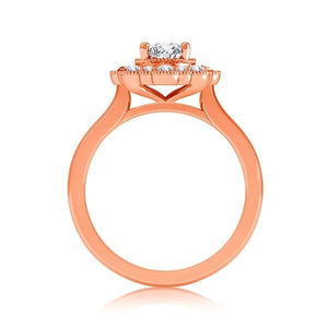 Diamond Engagement Ring 0.25 ct Center-oval Side-rd 14k Rose Gold