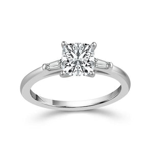 Diamond Engagement Ring 0.17 ct Center-cush Side-bag 14k White Gold