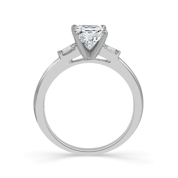 Diamond Engagement Ring 0.17 ct Center-cush Side-bag 14k White Gold