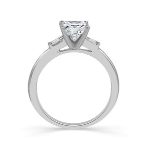 Diamond Engagement Ring 0.17 ct Center-cush Side-bag 14k White Gold