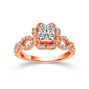 Diamond Engagement Ring 0.40 ct Center-cush Side-rd 14k Rose Gold